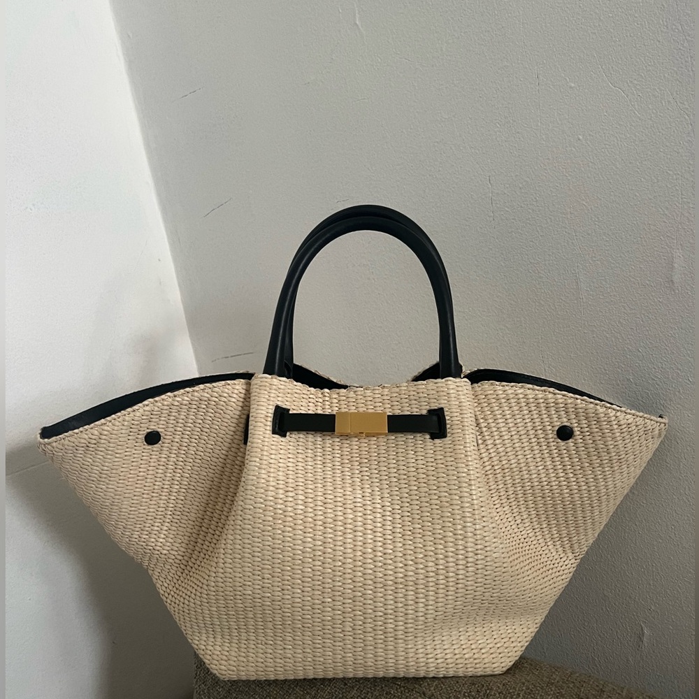 Demellier The Midi New York Raffia Black New!
